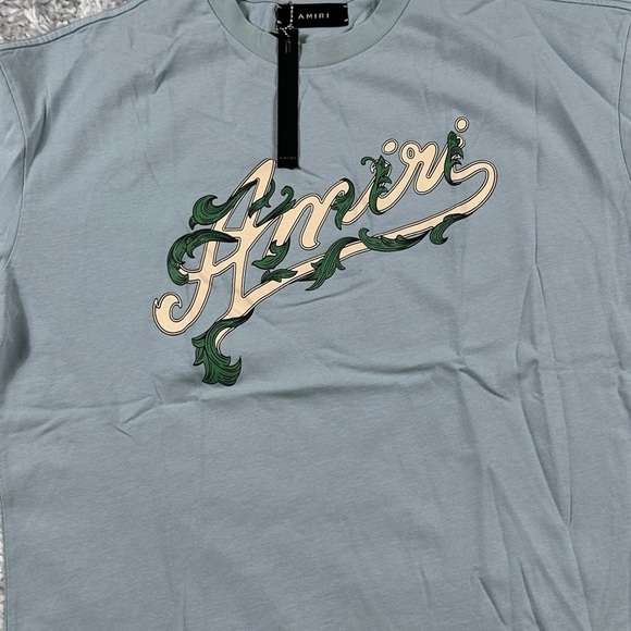 AMIRI Filigree Tee Baby Blue Shirt Men's Size Large - Picture 2 of 3